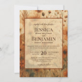 Burnt Sienna Boho Chic Wildflowers Stylish Wedding Kaart (Voorkant)