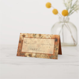 Burnt Sienna Boho Floral Elegant Wedding Write-In Plaatskaartje