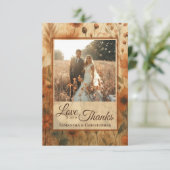 Burnt Sienna Boho Wildflowers Photo & Note Wedding Bedankkaart (Staand voorkant)