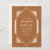 Burnt Sienna & Desert Taupe Art Deco Wedding Photo Kaart (Voorkant)