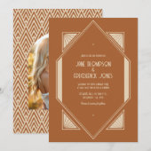 Burnt Sienna & Desert Taupe Art Deco Wedding Photo Kaart (Voorkant / Achterkant)