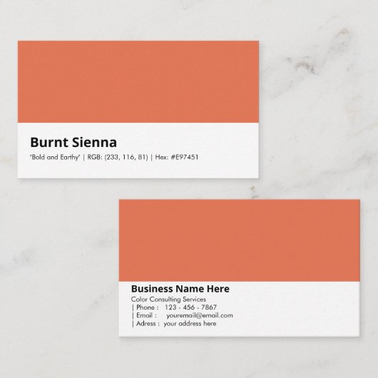 Burnt Sienna | "Vet en aards" Visitekaartje (Voorkant / Achterkant)