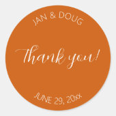 Burnt Sinaasappel gestileerde bruiloft dank u Ronde Sticker (Voorkant)
