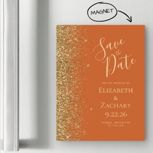 Burnt Sinaasappel Gold Save the Date Magnetische K