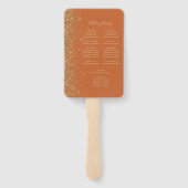 Burnt Sinaasappel Goud Glitter Edge Trouwprogramma Handwaaier (Achterkant)