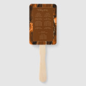 Burnt Sinaasappel Gouden Agaat Bruin Trouwprogramm Handwaaier (Achterkant)