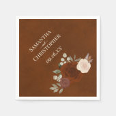 Burnt Umber Boho Floral Diagonal Wedding Servet (Voorkant)
