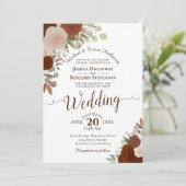 Burnt Umber Rust Oranje Waterverf Rozen Weddenscha Kaart (Staand voorkant)