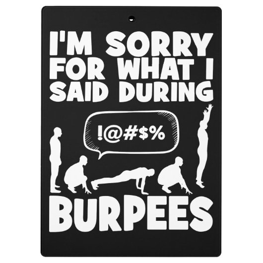 BURPEES - Funny Novelty Workout Klembord (Achterkant)
