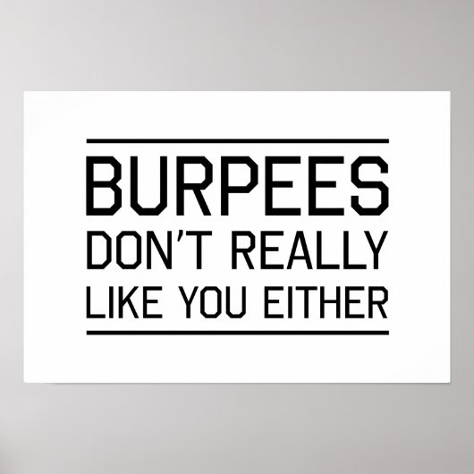 Burpees vind je ook niet leuk poster (Voorkant)