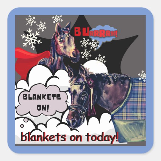 Burr dekens op Comic Horse Vierkante Sticker (Voorkant)