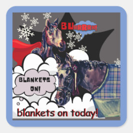 Burr dekens op Comic Horse Vierkante Sticker