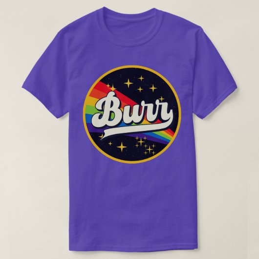 Burr regenboog in ruimte stijl t-shirt (Design voorkant)