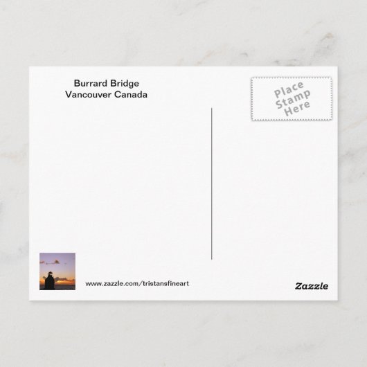 Burrard Bridge, Briefkaart Vancouver (Achterkant)