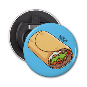 Burrito cartoon illustratie button flesopener
