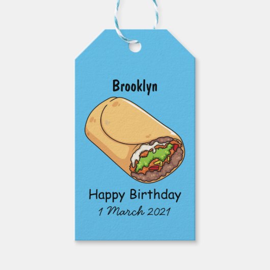 Burrito cartoon illustratie cadeaulabel (Voorkant)