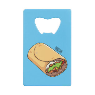 Burrito cartoon illustratie creditkaart flessenopener