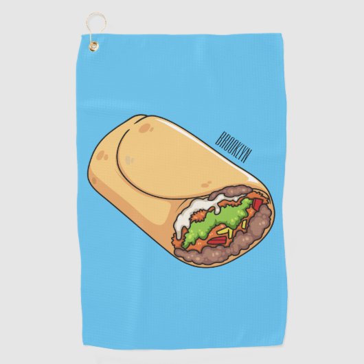Burrito cartoon illustratie golfhanddoek (Voorkant)