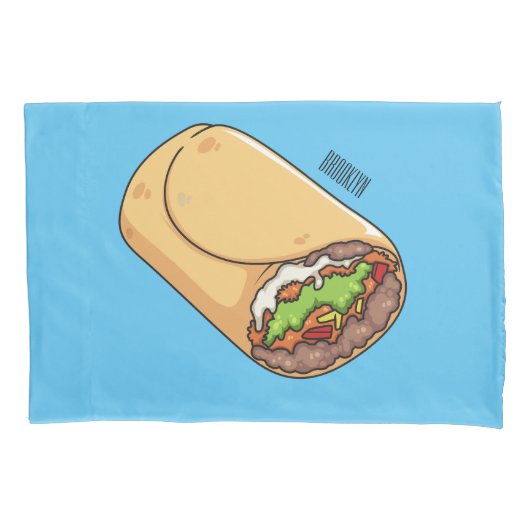 Burrito cartoon illustratie kussensloop (Voorkant)