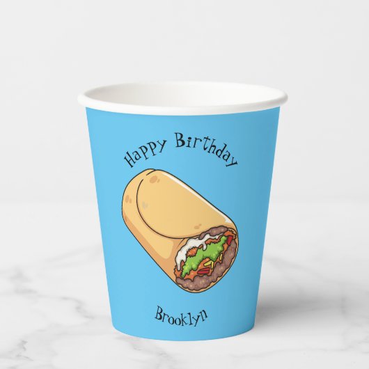 Burrito cartoon illustratie papieren bekers (Voorkant)