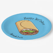 Burrito cartoon illustratie papieren bordje (Gekanteld)