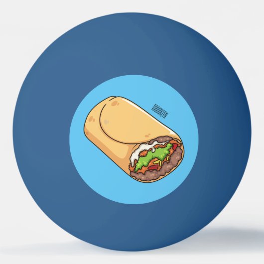 Burrito cartoon illustratie pingpongbal (Voorkant)