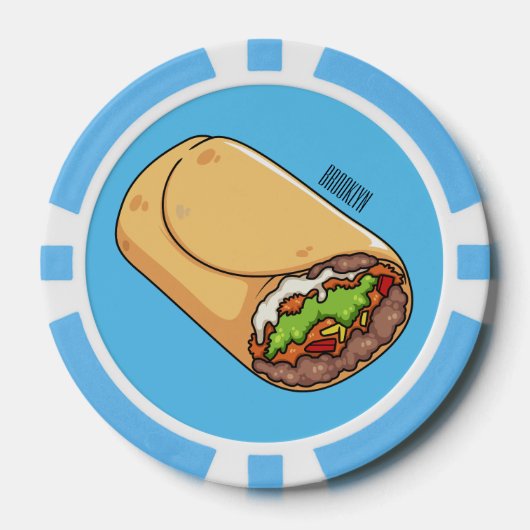Burrito cartoon illustratie poker chips (Voorkant)