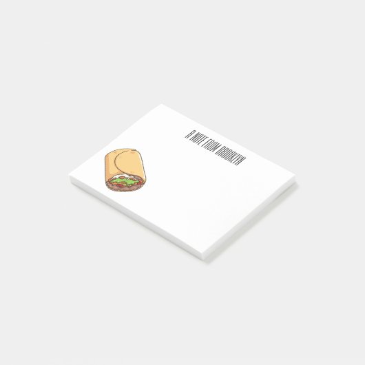 Burrito cartoon illustratie post-it® notes (Schuin)