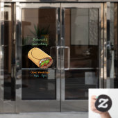 Burrito cartoon illustratie raamsticker (Kantoordeur)