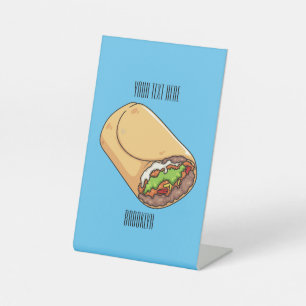 Burrito cartoon illustratie reclamebord met voetstuk