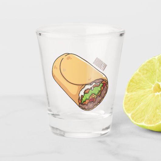 Burrito cartoon illustratie shot glas (Voorkant)