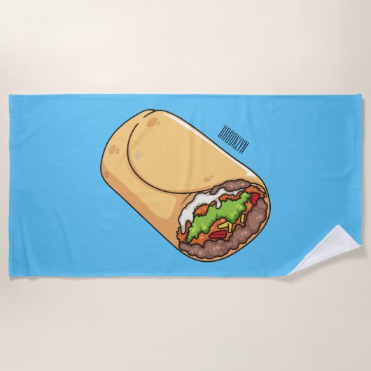 Burrito cartoon illustratie strandlaken (Voorkant)