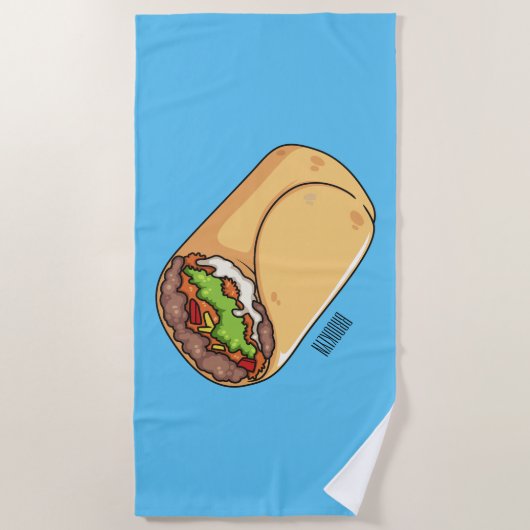 Burrito cartoon illustratie strandlaken (Voorkant)