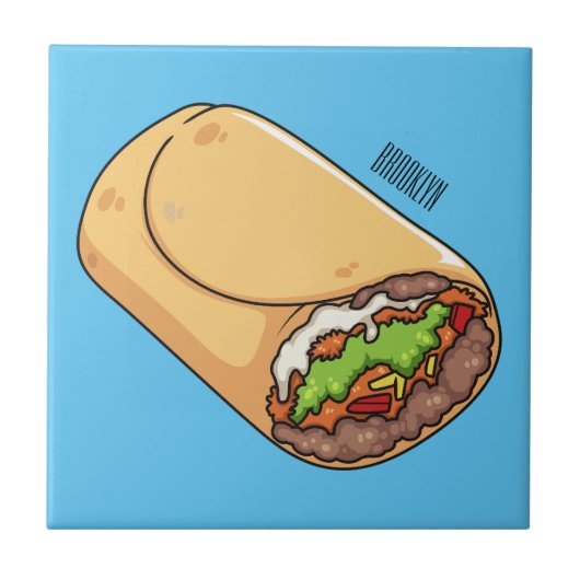 Burrito cartoon illustratie tegeltje (Voorkant)