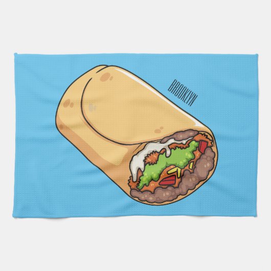 Burrito cartoon illustratie theedoek (Horizontaal)