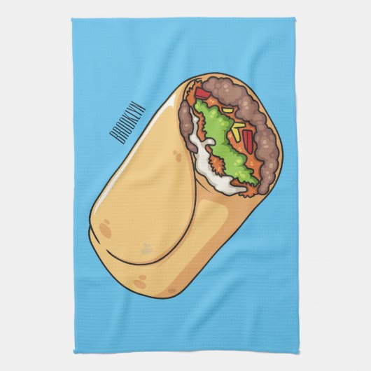 Burrito cartoon illustratie theedoek (Verticaal)