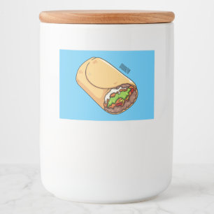 Burrito cartoon illustratie voedselcontainer etiket