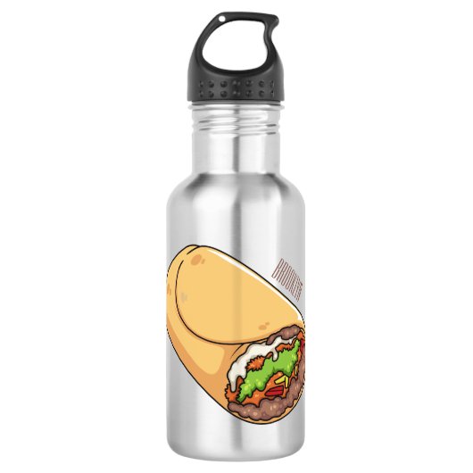 Burrito cartoon illustratie waterfles (Voorkant)