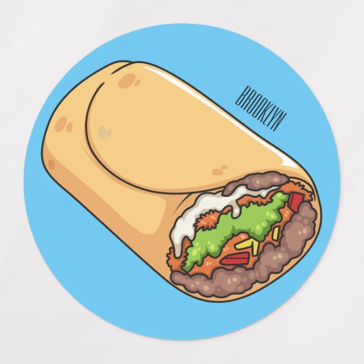 Burrito cartoon illustration labels (Design 1)
