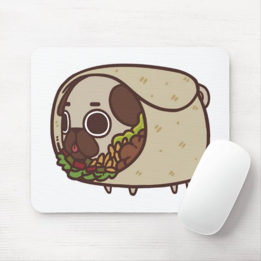 Burrito Pug Mousepad Muismat (Met muis)
