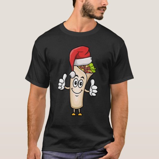 Burrito Santa Hat Kerstmis Pajama Mexican Food X T-shirt (Voorkant)