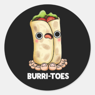 Burritoes Funny Burrito Pun Dark BG Ronde Sticker