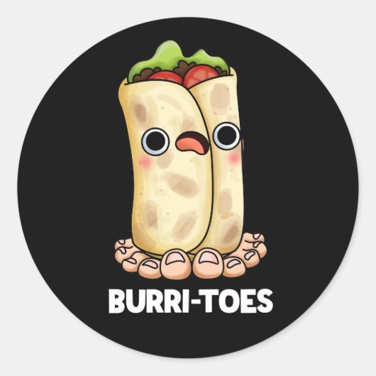 Burritoes Funny Burrito Pun Dark BG Ronde Sticker (Voorkant)