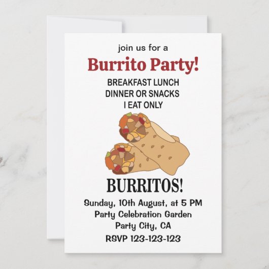 Burritos eet ik alleen burritos kaart (Voorkant)