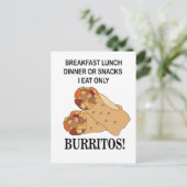 Burrito's Ik eet alleen burrito Briefkaart (Staand voorkant)