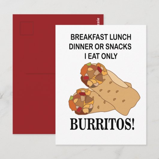 Burrito's Ik eet alleen burrito Briefkaart (Voorkant / Achterkant)