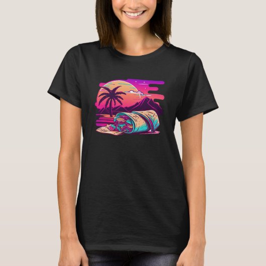 Burritos Synthwave 80s Retrowave Aesthetic T-shirt (Voorkant)