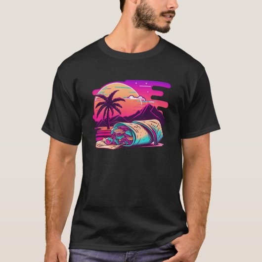 Burritos Synthwave 80s Retrowave Aesthetic T-shirt (Voorkant)