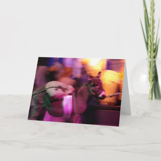 Burro in een kersttoneelstuk feestdagen kaart (Voorkant)