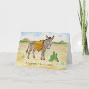 Burro met de verjaardag van de Mand notecard Kaart